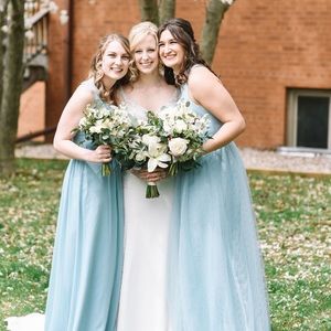 Crepe and Tulle T-Back Bridesmaid Dress